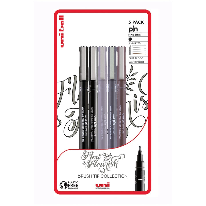 Sada UNI PIN popisovačov fineliner Flow and Flourish 5 ks — obrázok 1