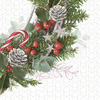 Servítky na dekupáž Adventný veniec so šiškami - 1 ks