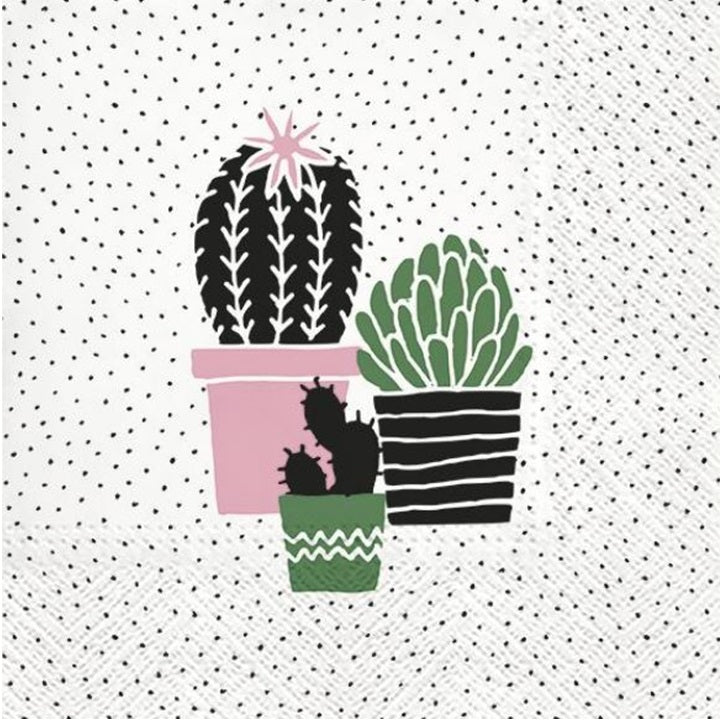 Servítky na dekupáž Cactus on Dots rose - 1 ks