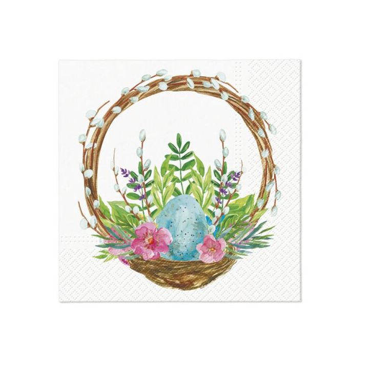 Servítky na DEKUPÁŽ - Easter basket catkins  - 1ks