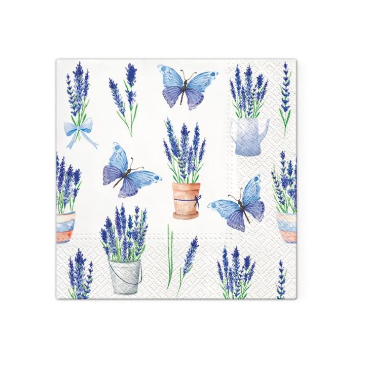 Servítky na DEKUPÁŽ - Lavender Butterflies  - 1ks