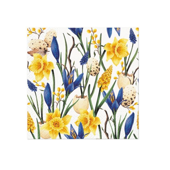 Servítky na DEKUPÁŽ - Muscari with Daffodils  - 1ks
