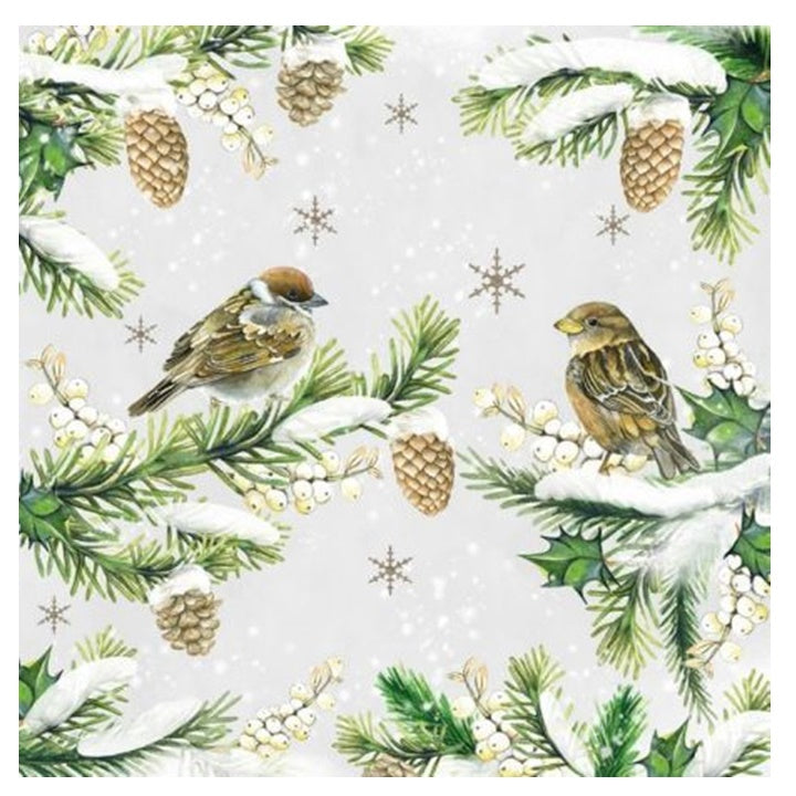 Servítky na dekupáž Sparrows in Snow - 1 ks