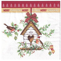 Servítky na dekupáž Xmas Bird House - 1 ks