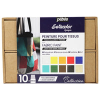 Set farieb Pebeo na svetlý a tmavý textil Setacolor Opaque / 10x45 ml