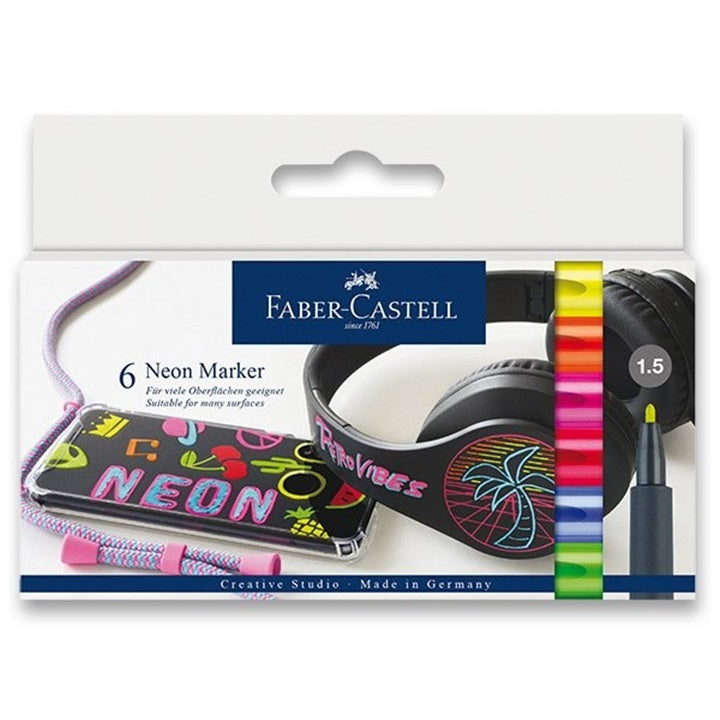 Set neónových popisovačov Faber Castell 6 ks