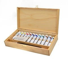 Set umeleckých olejových farieb Ladoga v drevenom boxe / 12x18ml