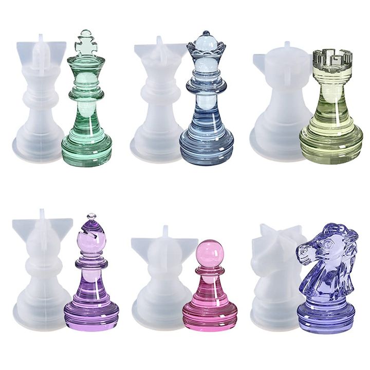 Silikónová forma na odlievanie -  šachové figúrky - 6 dielny set — obrázok 3