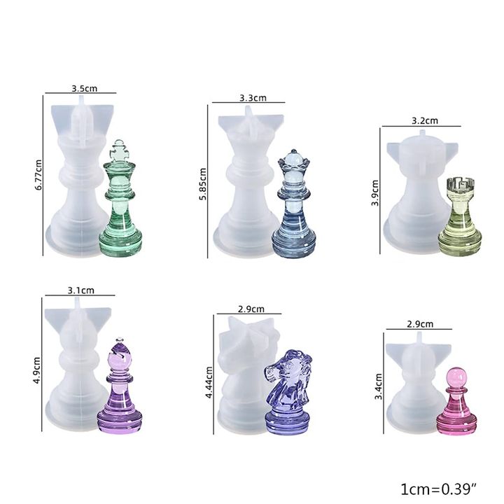 Silikónová forma na odlievanie -  šachové figúrky - 6 dielny set — obrázok 1