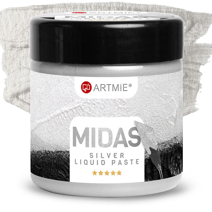 Tekutá metalická pasta ARTMIE MIDAS strieborná | rôzne objemy — obrázok 2