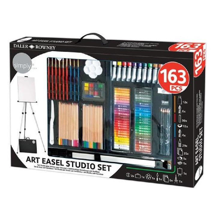 Veľký umelecký set Daler-Rowney so stojanom - 163 dielny