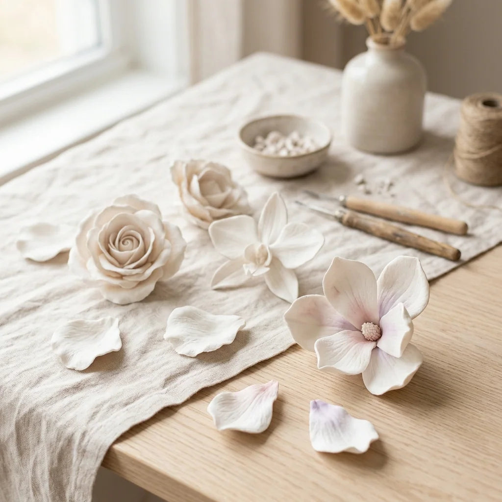 Jemné kvety z ľahkej hmoty Cloudy Clay